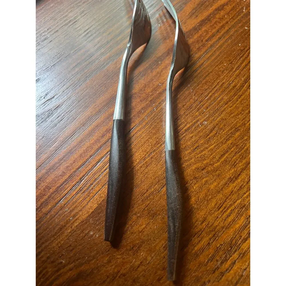 Vintage Interpur flatware wood handle forks Canoe Hearts Japan 2 pieces forks